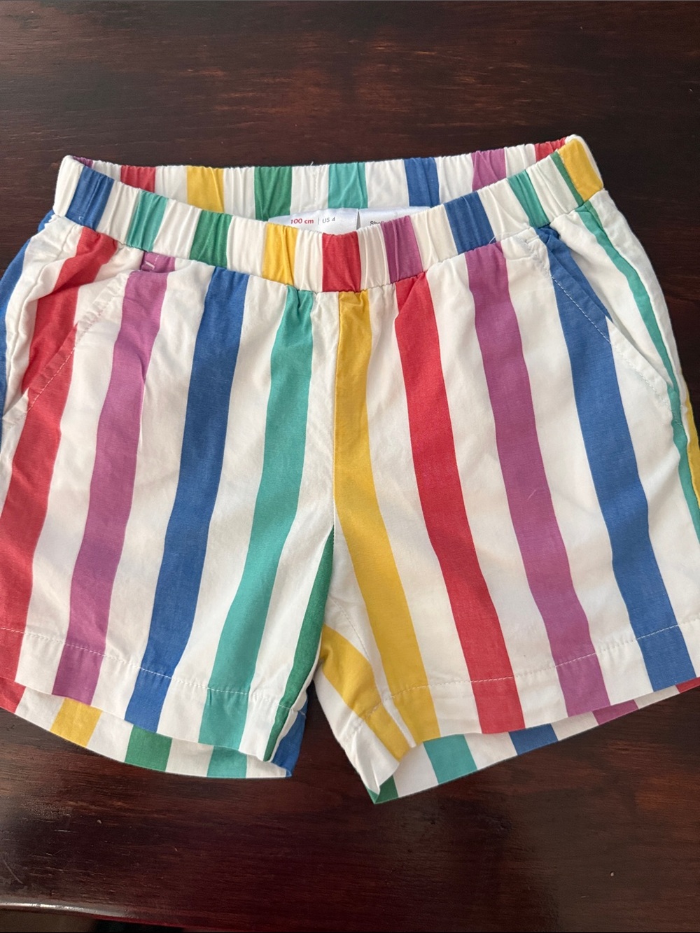Hanna Andersson Girls' Bright Multi-Stripe Cotton Shorts